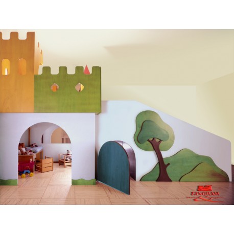 Struttura gioco polifunzionale Il Castello incantato in legno multistrato by TANGRAM di 2H arredi per asilo