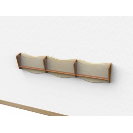 Libreria Nastrino pensile a 3 scomparti con frontalino sagomato in plexiglass