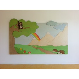 Pannellatura Maxipuzzle tematica a parete o divisoria realizzata su misura by TANGRAM di 2H arredi per asilo