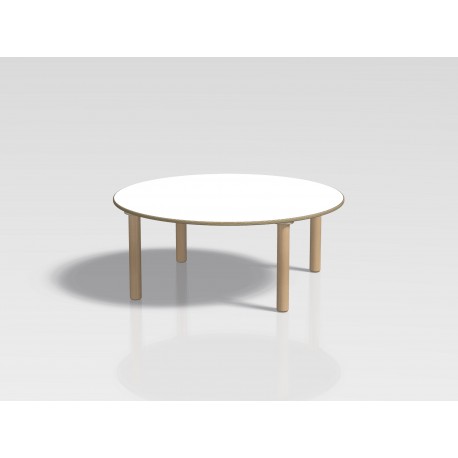 Tavolo rotondo Ovvio in legno con rivestimento in laminato in varie dimensioni by TANGRAM di 2H arredi per asilo