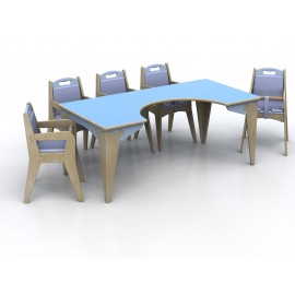 Tavolo per la pappa modello Lalla per bambini in legno multistrato by TANGRAM di 2H arredi per asilo