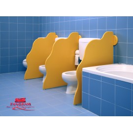 Pannello divisorio WC Privacy sagomato in polietilene colorato 74 x 90 cm by TANGRAM di 2H arredi per asilo